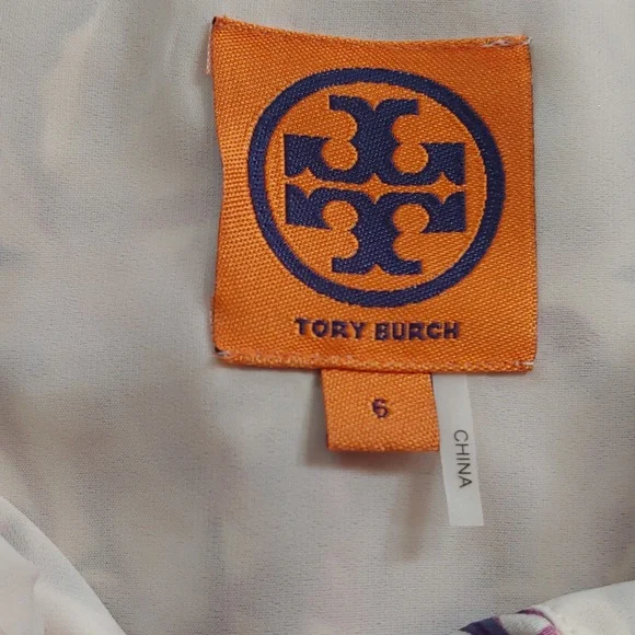 Tory Burch Purple and Cream Silk Blend Floral Blouse Size 6 - Picture 4 of 7